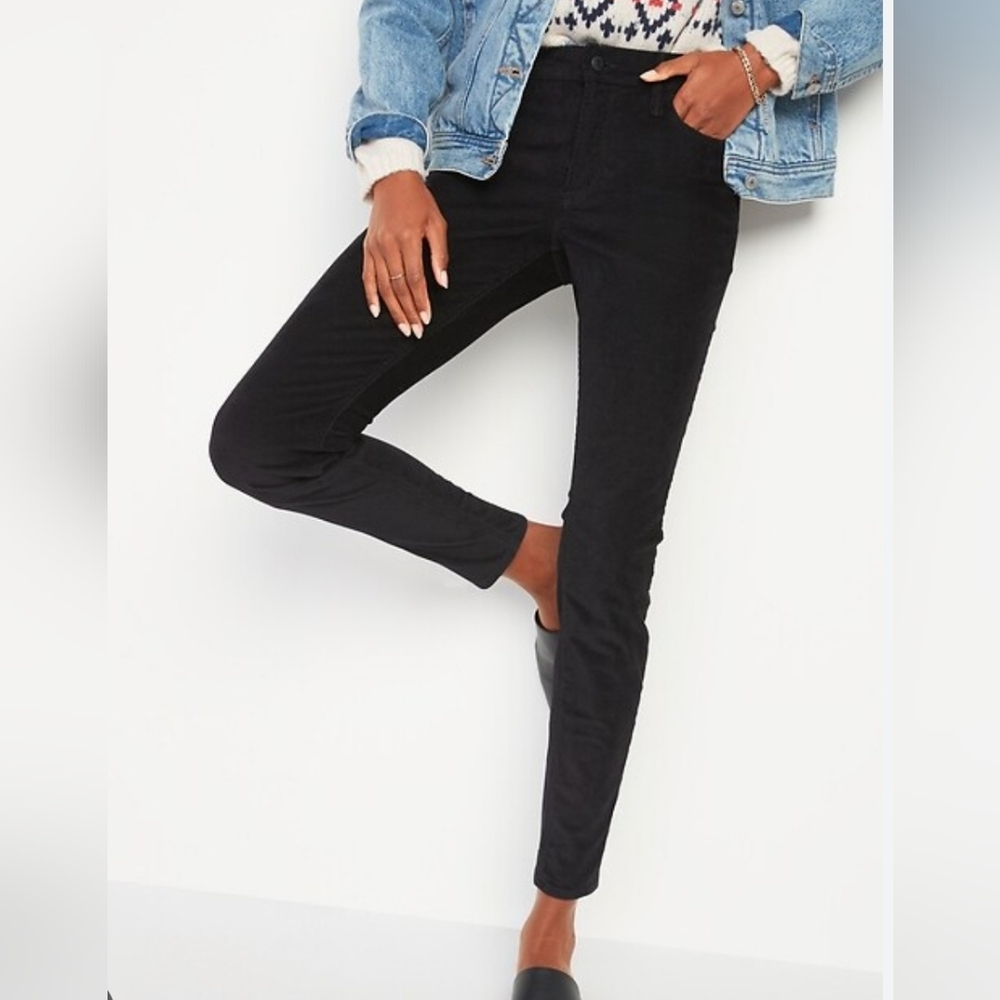 NWT Old Navy Black Cord Pant - Rockstar High Rise Super Skinny - 8 LONG